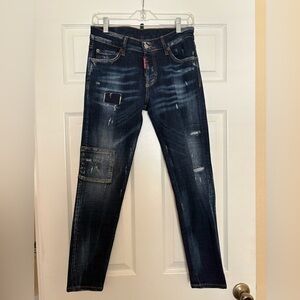 NWOT DSQUARED2 “Tidy Biker” Jeans A”Slim Fit Dark Indigo Blue 28 Season 2022